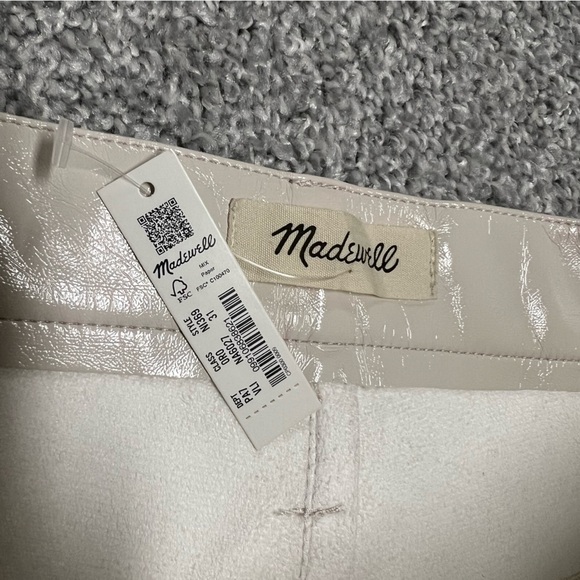 Madewell Pants Womens 31 Beige Perfect Vintage Straight Jean Faux Leather NEW - Picture 6 of 9